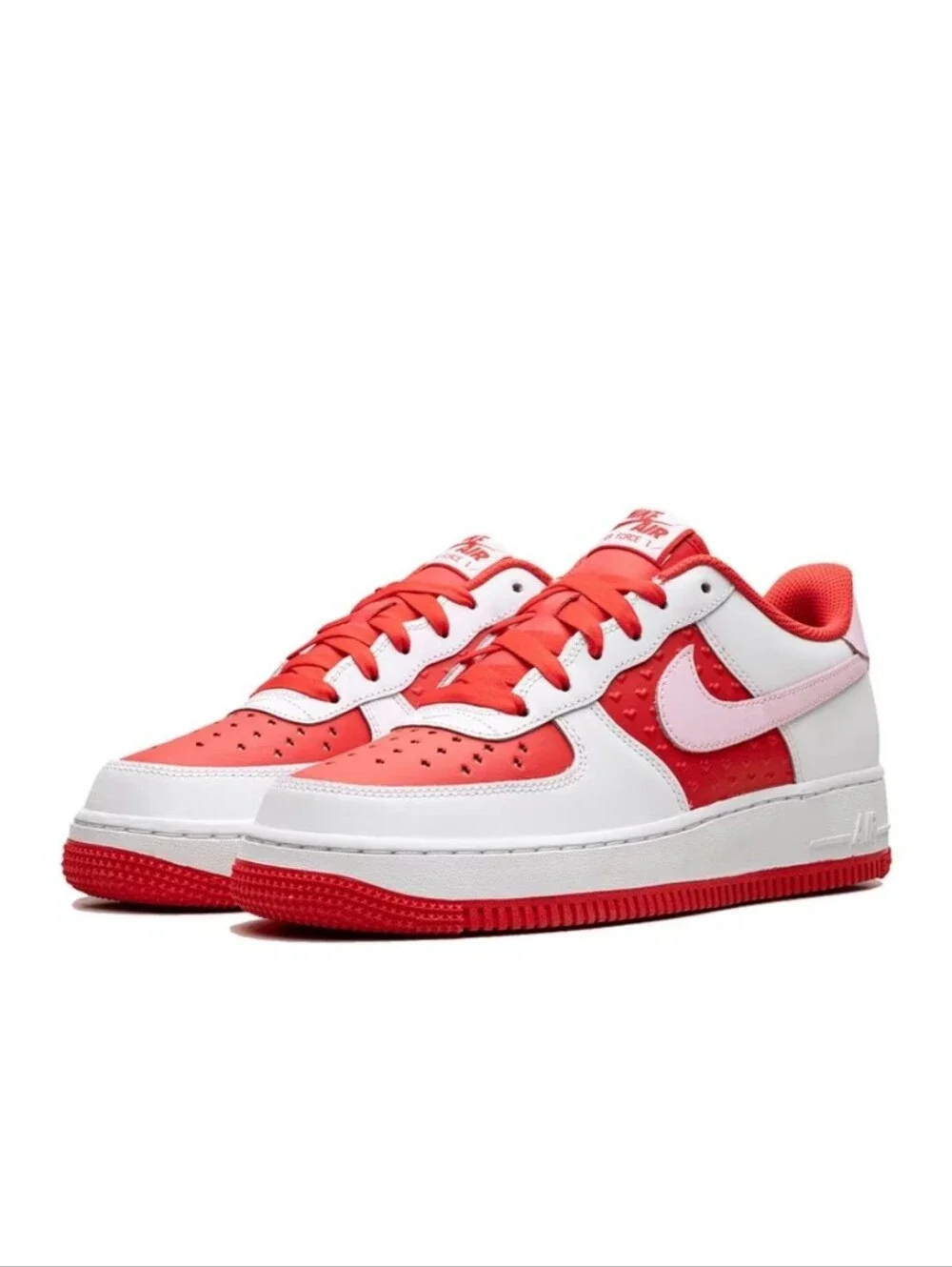 Nike Air Force 1 Low White Red Pink Leather Sneakers Unisex Kids 6.5Y HV5165-121